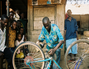 One of Kenema’s growing number of bike mechanics