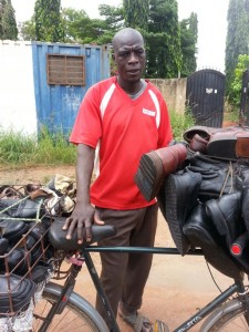 Mr. Mahmudu getting ready for work. 