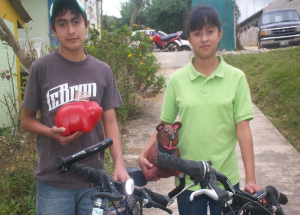 A brother and sister saved their change to purchase their own bicycles.