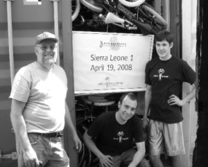 Dave, Greg and Adam with the first shipment to Sierra Leone