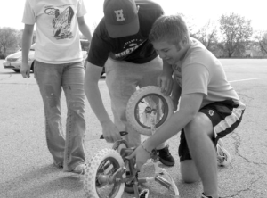 Processing a child's bike for shipment to P4P