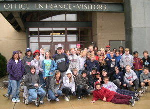 Students in front of the Tohickon Middle School Building after their collection