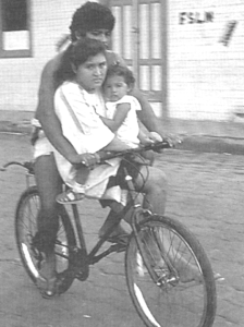 Family bicycling in Rivas
