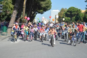 Kidical Mass ride in Tirana