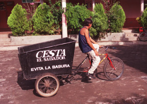 Bicycle converted to a garbage truck