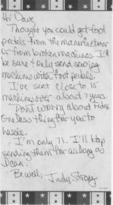 Note from Judy Strong