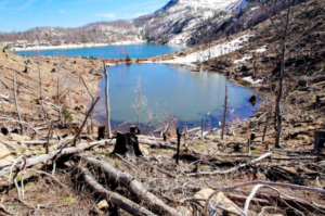 Devastation, lake in Lurë, Albania