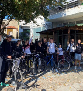 Group with bikes ready to ride in Albania