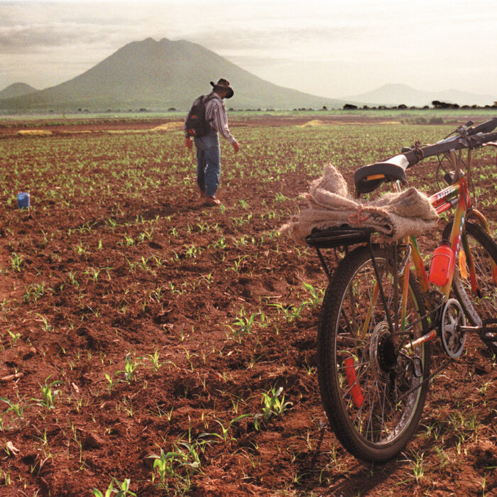El Salvador corn farmer and bike